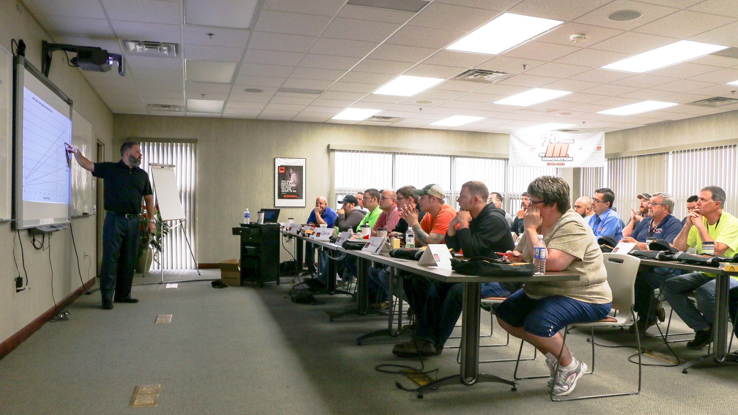 Foundations conveyor training instructor presenting to a class.