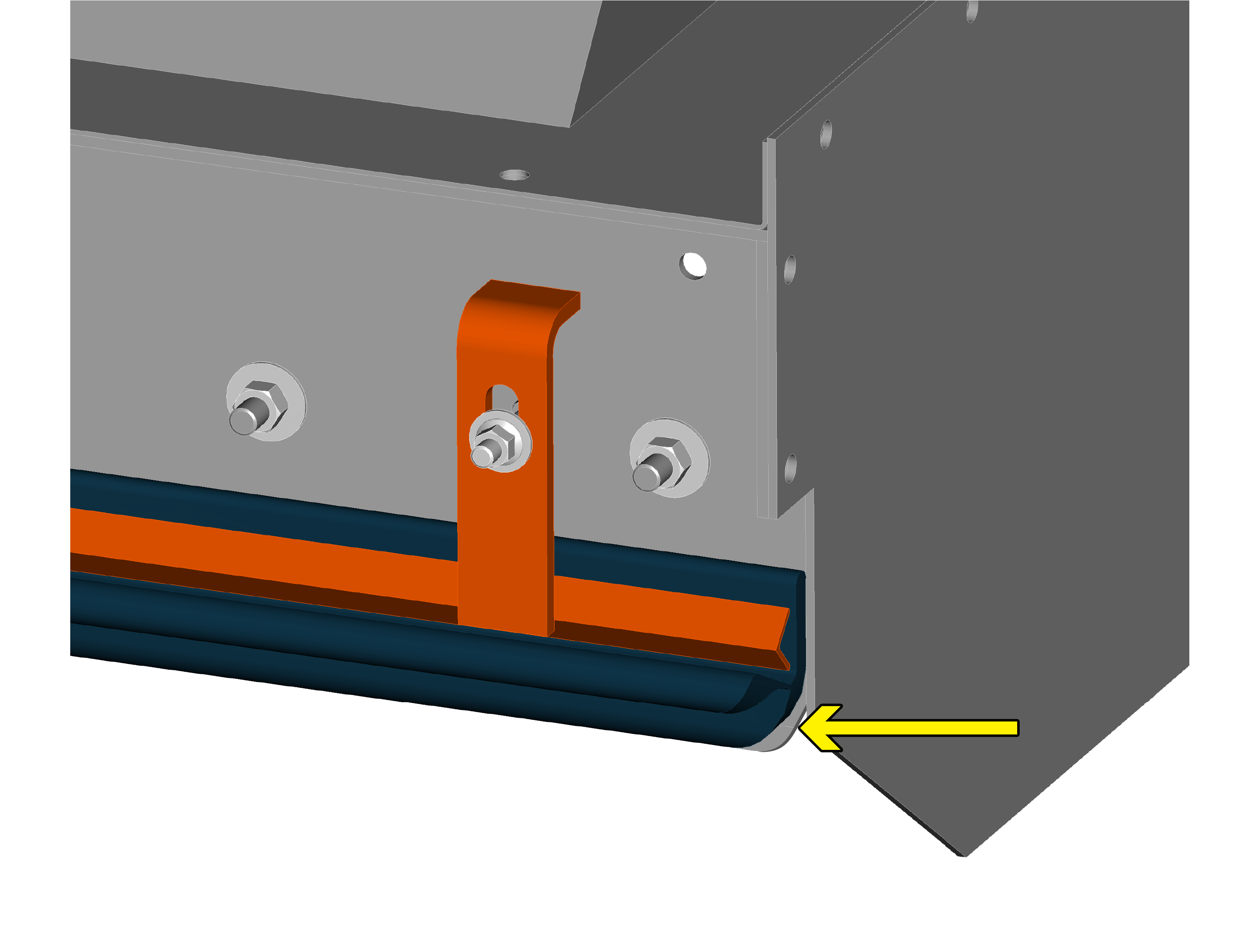 Round off the seal’s leading edge at the tail end of the conveyor where the belt enters the back of the loading zone