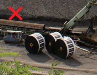 Improperly stored conveyor belts.